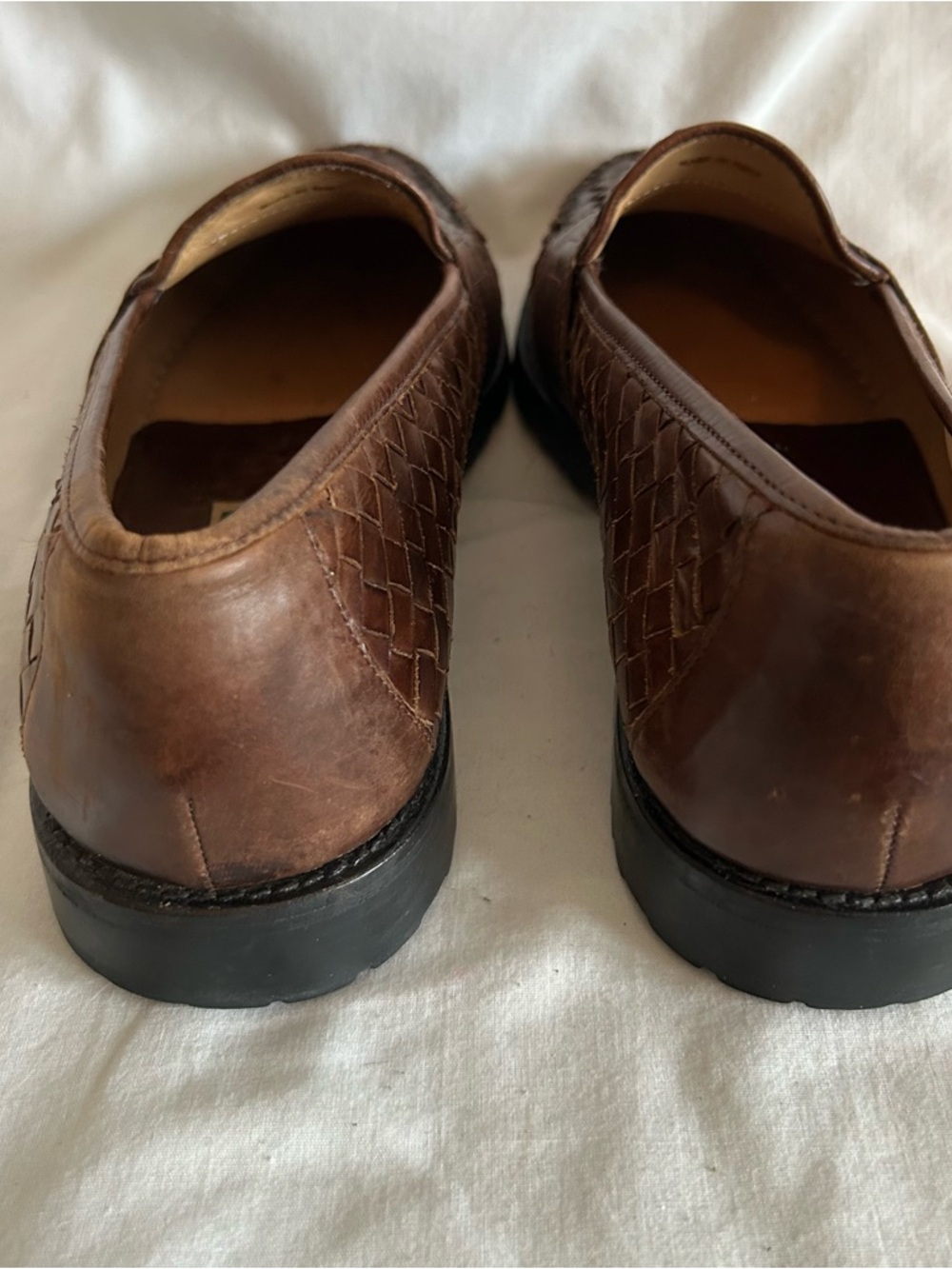 Bragano By COLE HAAN Woven Slip-On Brown Leather Loafers Timeless Size 10.5M - Picture 4 of 9